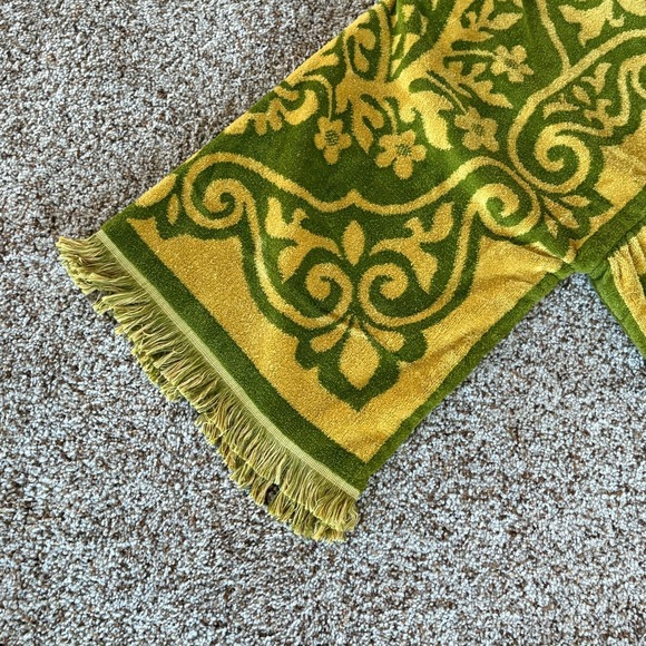 Vintage Robes of California Large Terry Cloth Caftan Green & Gold Fieldcrest EUC - Picture 8 of 14